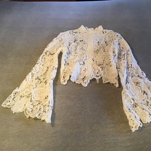 Lace top with Bell Sleeves off-white (S/M)
